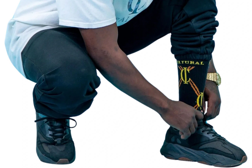 Black gold print Socks
