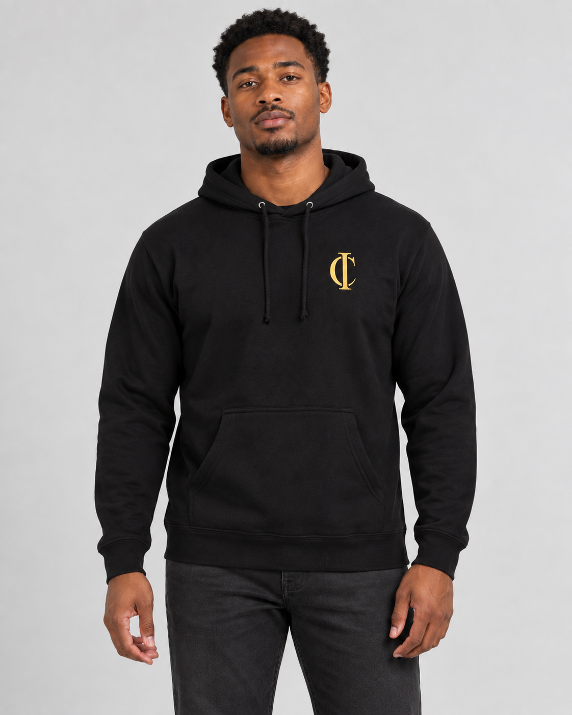 Black Yellow Logo Hoodie