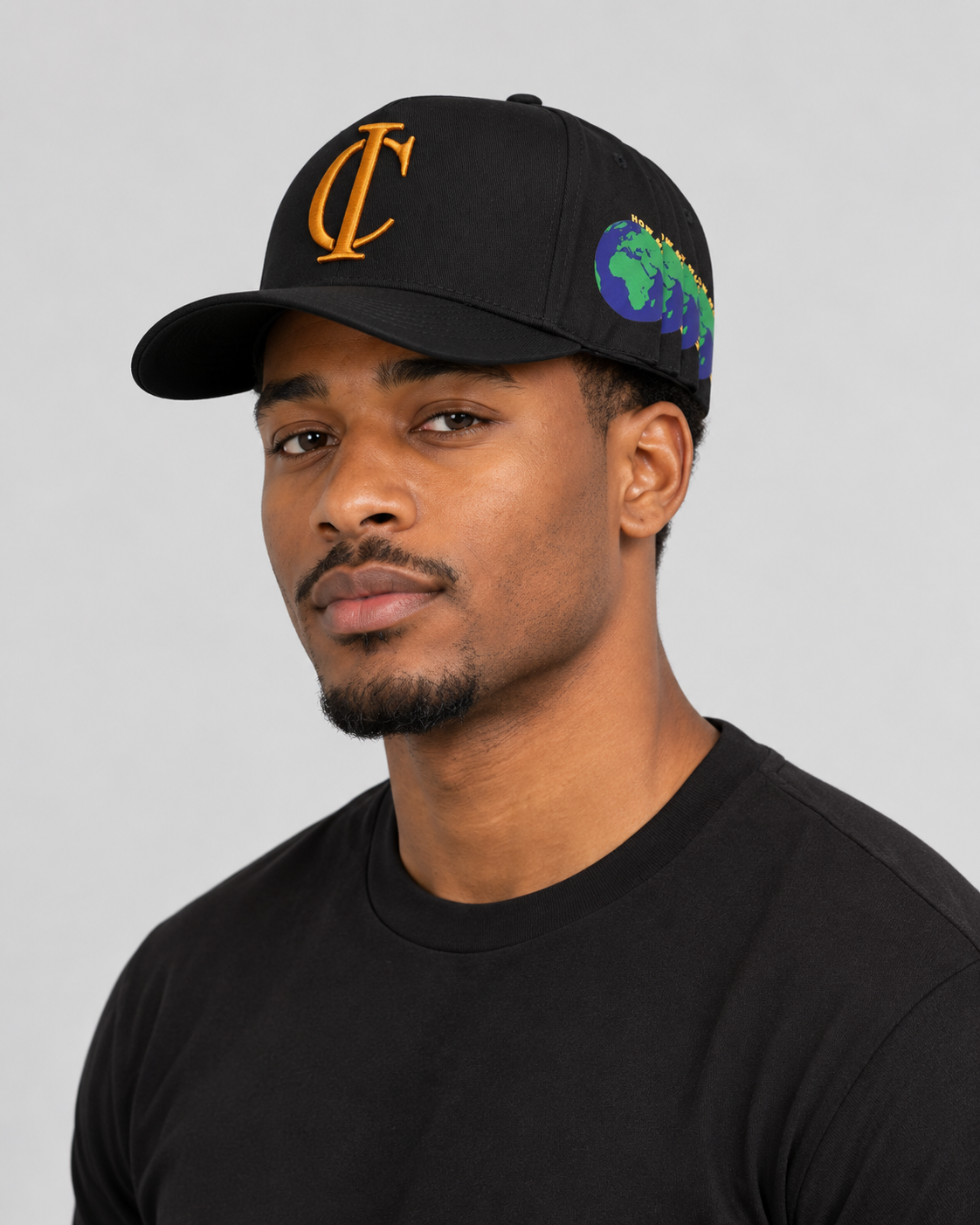 Black Yellow Logo Global Cap